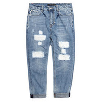 Jeans en denim pour hommes, déchirés et usés, style tendance, liquidation à prix le plus bas