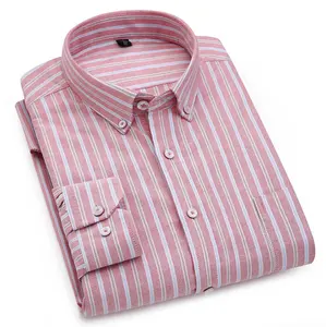 メンズドレスシャツソフト綿100% スマートカジュアルスリムフィットチェック柄シャツ