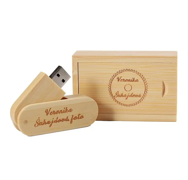 Swivel wooden or bamboo twist usb flash drives
