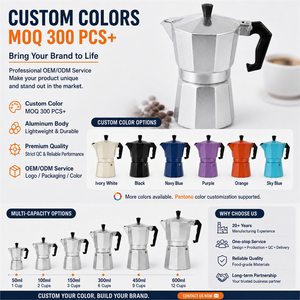 Cafetière portable Kingze de style classique pour cuisinière, 50ml 100ml 150ml 300ml 450ml 600ml, Moka Pot à expresso italien - Product Image 2