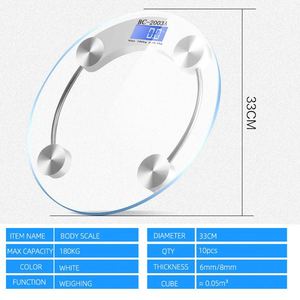 Balance de salle de bains numérique en verre personnel, poids corporel rond de haute qualité 180kg balance intelligente - Product Image 5