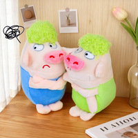Porte-clés cochon en peluche super doux en coton PP, vert, mignon, avec poils à tirer, accessoire de sac, petit cadeau