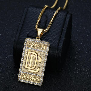 Collier Pendentif DC Hip Hop Iced Out Diamond Dream Chasers 2026, Bijou en Acier Inoxydable Plaqué Or 18K PVD Étanche - Product Image 3