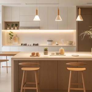 Système d'armoires de cuisine en bois massif de chêne sur mesure pour toute la maison, style moderne crème - Product Image 2