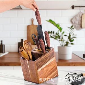 Boîte de rangement créative transfrontalière en bois pour ustensiles de cuisine, bloc à couteaux en bois massif, support à couteaux domestique - Product Image 1
