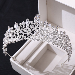 Belloworld HC1305 Quinceanera diademi e corone da sposa corona da sposa corona rosa fiore di strass corone di cristallo - Product Image 5