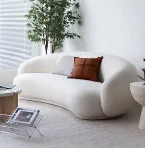Modern Nordic Scandinavian New Design Deco Hotel Furniture Manufacturing Teddy Sofa Boucle Fabric Seater Curve Sofa