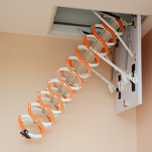 Henzs Moderne Dachboden-Klappleiter aus Aluminiumlegierung, Teleskopische Dachbodenleiter, 300kg Tragfähigkeit, 10ft Ausgebreitete Höhe, 45° - Product Image 3