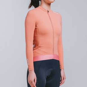 Vente en gros de vêtements de cyclisme pour femmes Maillot de cyclisme à manches longues personnalisé Chemises de vélo de route par temps moyen plus frais Poches zippées - Product Image 2