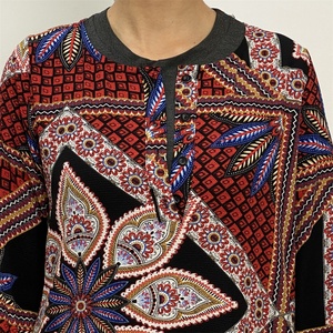 5069# Thick Chiffon Floral Printed <b>Maxi</b> Dress Long Sleeve Middle East Fashion Women Dresses With Side Pockets - Product Image 3