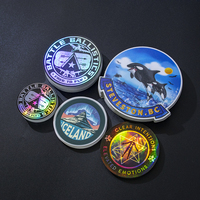 Stiker kustom Hologram vinil, stiker kustom tahan air dengan perekat logo, potongan stiker Hologram Label