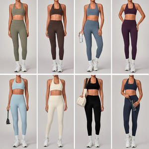 Conjunto de Yoga Personalizado de Alta Calidad, Ropa Deportiva Ajustada de Cintura Alta, Secado Rápido, Leggings para Ejercicio, Color Beige para Mujer - Product Image 4