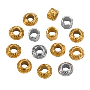 Wheel Pattern Large Hole <b>Beads</b> | 18K PVD Gold Plated Stainless Steel Round Spacer <b>Beads</b> for DIY <b>Bracelet</b> Necklace <b>Making</b> - Product Image 5