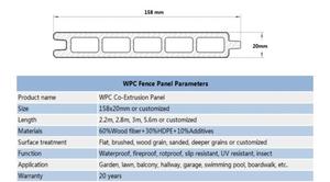 Chất lượng cao co-đùn ngoài trời thời tiết kháng gỗ pladtic Composite(WPC) hàng rào Bảng điều chỉnh 158mm * 20mm * 1M - Product Image 3