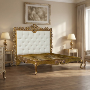 Muebles de dormitorio de cama de caoba tapizados de madera maciza de estilo francés de Diseño Europeo de Jepara Indonesia - Product Image 2