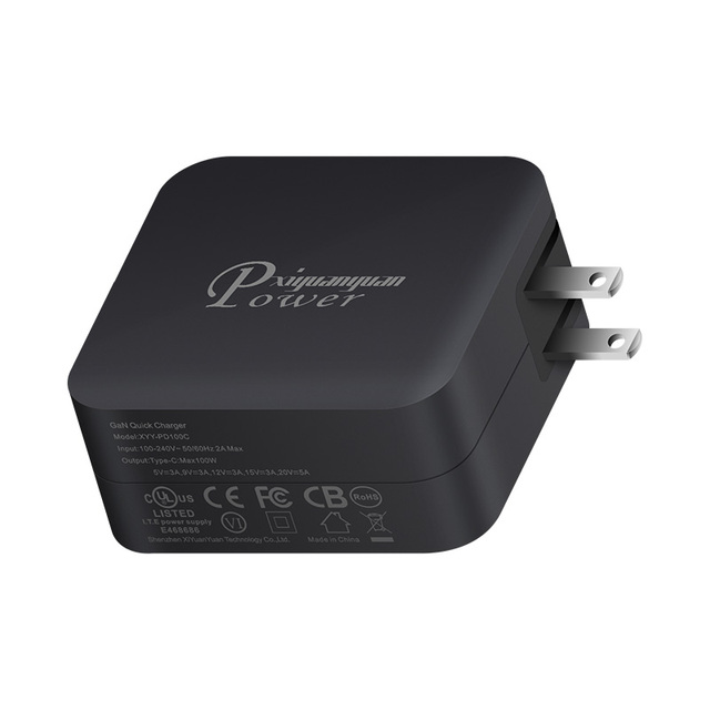 USB C 100W Power Delivery Fast Charger Ultra-Compact Type C PD 100W Gan Wall Charger with US/EU/AU/UK Plug