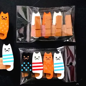 4 pieces per pack lovely cat multifunction wooden clip bag paper clip special gift fashion wood pegs DIY tools