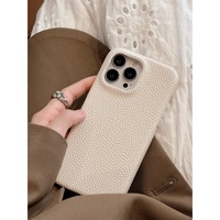 Étui de téléphone en cuir texturé Litchi simplifié pour iPhone 15 Pro Max 14 Pro 12 Pro Max 11