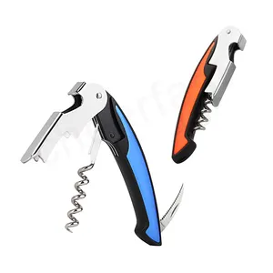 Good Quality Plastic Multifunction Double Hinged Waiters Bottle Cork Screw Opener With Serrated Foil Cutter Waiters Corkscrew