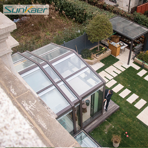 Terrazas Retráctiles Modernas en Forma de U para Jardín de Invierno, Invernaderos Prefabricados de Aluminio, Casas de Cristal con Forma Inclinada, Plegables y Deslizantes para Villas - Product Image 6