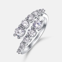 Nouvelle bague de mode transfrontalière au design original, imitation moissanite, luxe léger, en argent S925, à double tête torsadée, ouverte, style européen