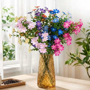 Bouquet de roses sauvages artificielles, fleurs en soie, tissu plastique imperméable, décorations pour mariage et maison - Product Image 1