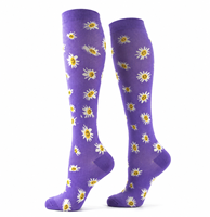 Chaussettes de compression montantes personnalisées à imprimé marguerite pour femme, chaussettes à pression dégradée pour la course, le cyclisme, le yoga, avec logo personnalisé OEM