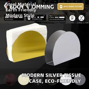 Table à manger au design moderne, boîte à mouchoirs en argent pour la cuisine, support à serviettes en acier inoxydable chromé, poli miroir. - Product Image 2