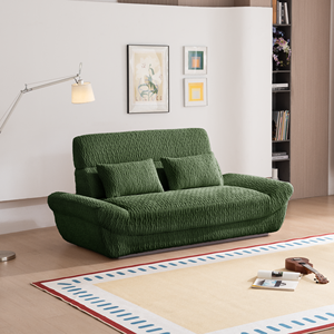 Canapé-lit élégant et confortable, rembourré en tissu carré, 2 places, assise profonde, design lounge, salon, appartement, villa, modulaire - Product Image 4