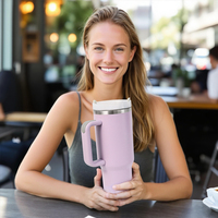 Tumbler Terisolasi 40oz Warna-warni dengan Sedotan, Cangkir Stainless Steel untuk Perjalanan, Kantor, dan Fashion, Logo Dapat Disesuaikan