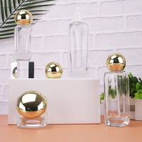 Ensemble de flacons cosmétiques en verre de luxe avec couvercle en aluminium doré, flacon pompe pour lotion, flacon vaporisateur pour emballage de produits de soin de la peau