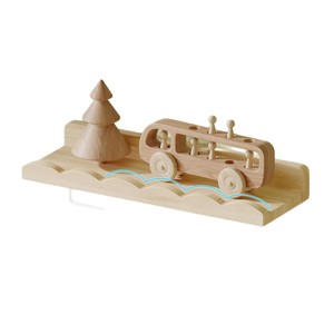 Wooden <b>Wall</b> <b>Mounted</b> <b>Shelf</b> Natural Color 6 Tier Floating <b>Shelf</b> For Kids Bedroom Living Room Storage Display Rack - Product Image 5