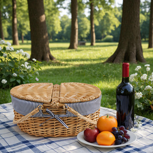 Panier de pique-nique en osier fait main, écologique, vintage, taille king, panier de rangement pour légumes et œufs, panier cadeau - Product Image 2