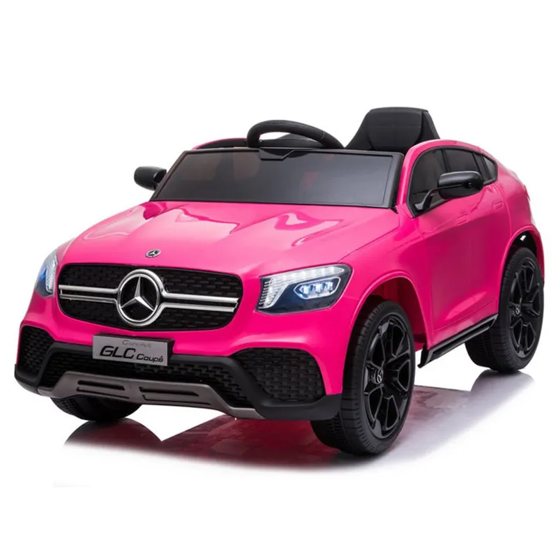 Balade pour enfants coupé rose-Voiture à pédales 12V coupé glc avec licence officielle pour enfants avec lumières LED fonctionnelles