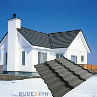 Tuiles de toiture en métal revêtues de pierre de qualité commerciale, classe A, résistance au vent, design moderne, tuiles de toit en granit