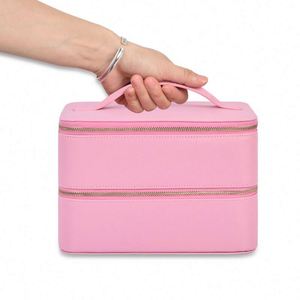 Boîte de rangement pour bijoux de voyage en cuir vintage, fabriquée par une usine BSCI, boîte cadeau pour bijoux, sac à bijoux rose portable - Product Image 6