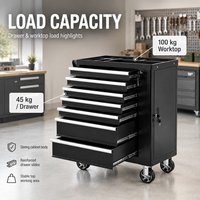 Système de rangement modulaire robuste pour garage de 30 pouces avec établi intégré et chariot à outils roulant en acier