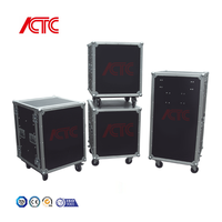 24U Boîtes de transport en aluminium de couleur noire de bonne qualité pour équipement avec roues robustes
