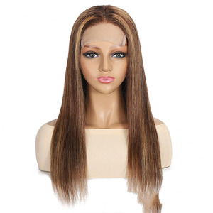 Cency P4/27 Blond Miel Mèches Blanches Lisses Perruque Lace Front Transparente HD Longue Cheveux Humains Vierges 12A pour Lace - Product Image 6