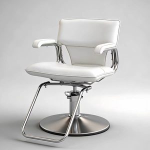 Fauteuil de Barbier Moderne en Cuir PU Blanc, Chaise de Salon Hydraulique Pivotante à 360 Degrés, Hauteur Réglable pour Usage Commercial - Product Image 1
