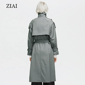 Nuova moda OEM <span class=keywords><strong>Trench</strong></span> lunghi personalizzati giacche giacca a vento da <span class=keywords><strong>donna</strong></span> impermeabile Casual occidentale cappotto doppiopetto - Product Image 3