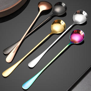 Cuillère à mélanger à long manche en acier inoxydable 410, qualité alimentaire, design moderne, pour café, thé, dessert, pour adulte - Product Image 3