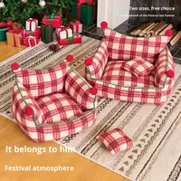 Weihnachtliches Hundebett Ganzjährig Sommer/Winter Universal Abnehmbar Waschbar Sofa Warmes Nest für Kleine Hunde Teddy Bichon Modern und Stilvoll
