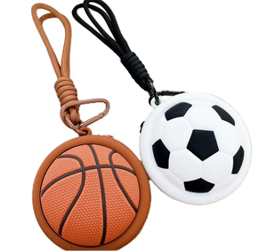 <b>Cute</b> Rubber Printed Mini Earphone Holder Bag Basketball Key Chain Tennis Ball Keychain Coin <b>Purse</b> - Product Image 1