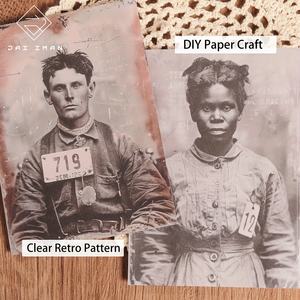 JAI <span class=keywords><strong>IMAN</strong></span> 32 hojas Vintage 1900s Mugshot fotos DIY álbum de recortes papel decorativo para suministros de colección de recortes - Product Image 3