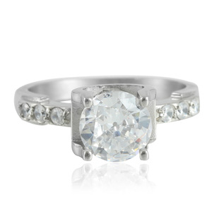 Yunnique – bague en acier inoxydable pour femmes, pierres précieuses blanches, sertie de pierres précieuses, bijoux de fiançailles, 21082 - Product Image 2