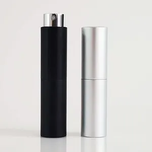 Boş yuvarlak taşınabilir özel ince sis doldurulabilir 10ML büküm parfüm plastik alüminyum sprey şişesi