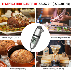 Fast Reading Digital Food Thermometer With Super Long Probe for Grill Candy Kitchen <b>BBQ</b> Smoker Oven Oil Milk - Product Image 4