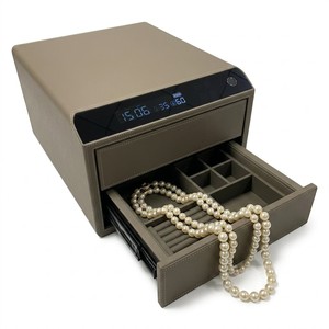 Coffre-fort à bijoux en cuir de luxe JB-safe <span class=keywords><strong>avec</strong></span> serrure <span class=keywords><strong>électronique</strong></span> à empreinte digitale pour un stockage sécurisé antivol des bagues, colliers et objets de valeur - Product Image 2