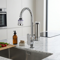 Filtre purificateur d'eau moderne en plastique chromé avec cartouche en coton PP, aérateur de robinet à trou unique pour cuisine et salle de bain, garantie 1 an